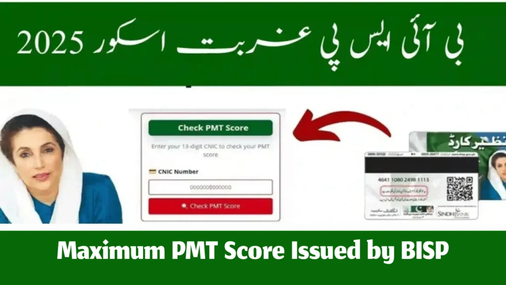 What is the Maximum PMT Score Issued by BISP for Himmat Card Eligibility?