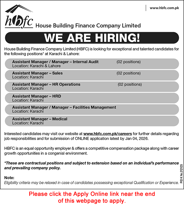 House Building Finance Company Jobs December 2025 Apply Online Assistant / Managers HBFC Latest