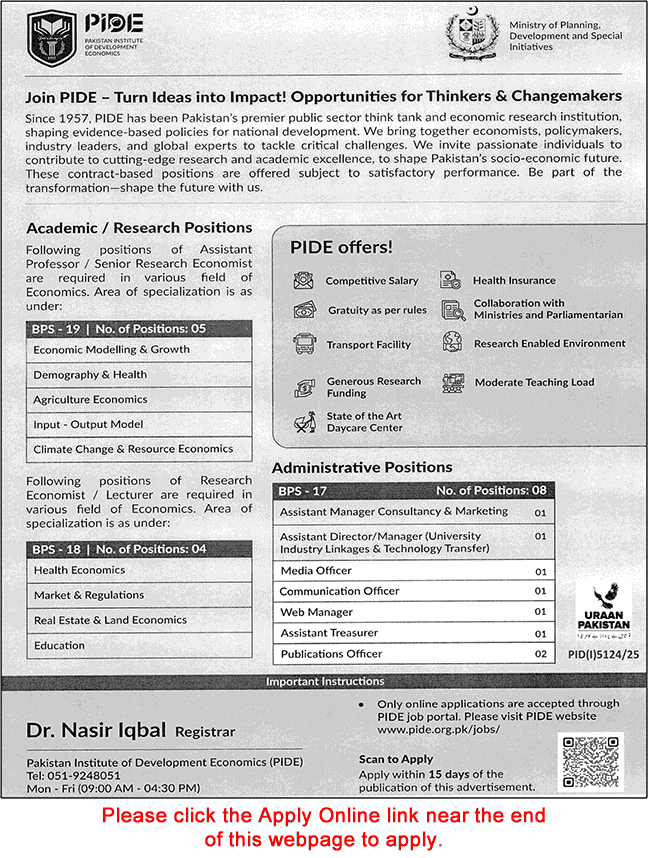 Pakistan Institute of Development Economics Jobs December 2025 Apply Online Teaching Faculty & Others PIDE Latest